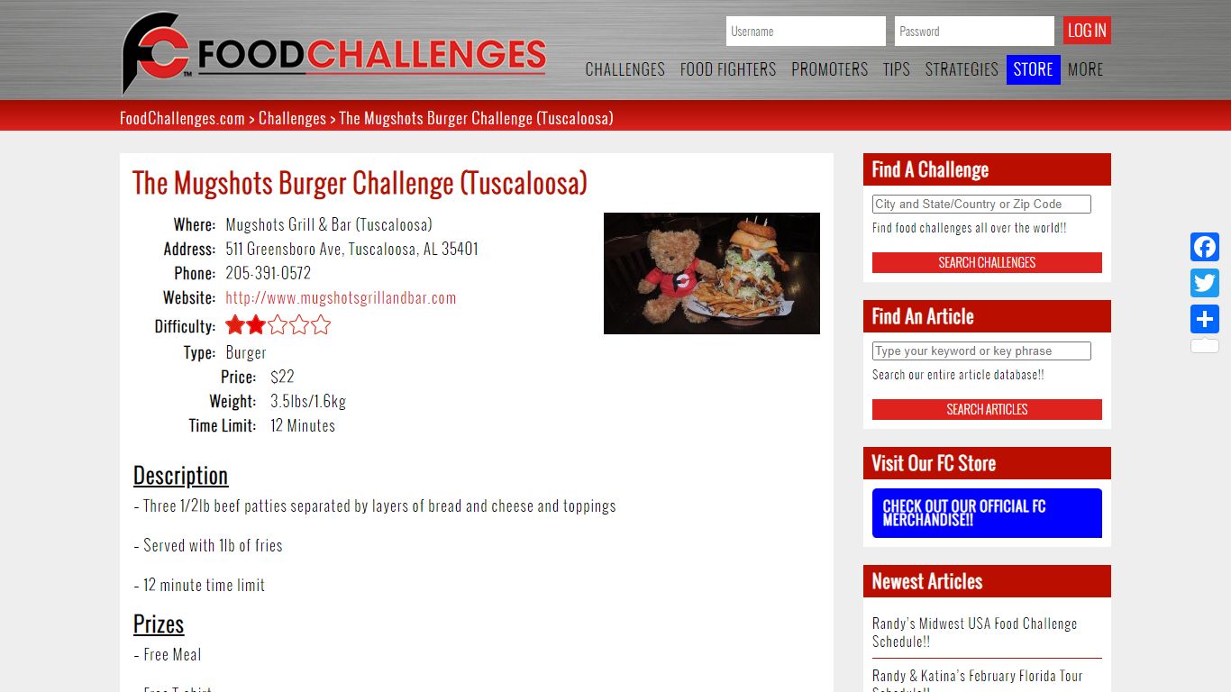The Mugshots Burger Challenge (Tuscaloosa) - FoodChallenges.com